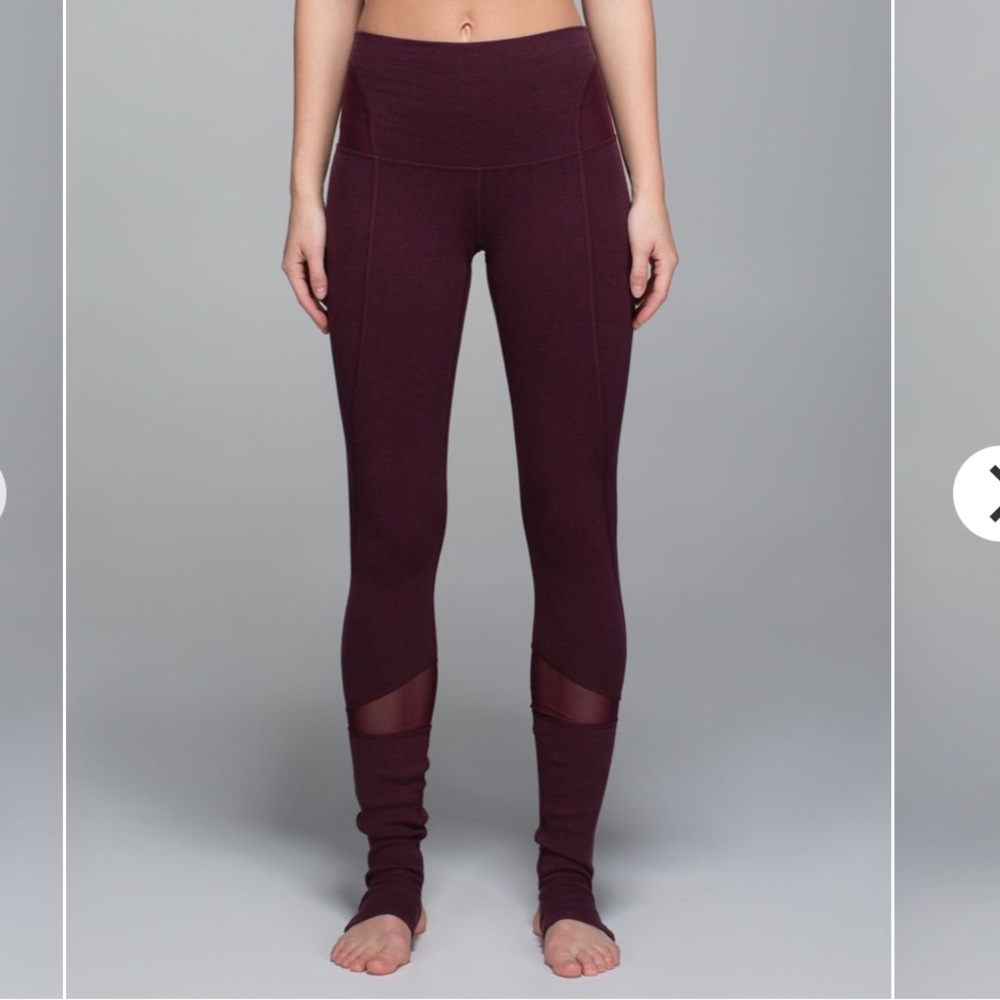 Lululemon Devi yoga leggings Heathered Bordeaux drama/black cherry. Stirrups